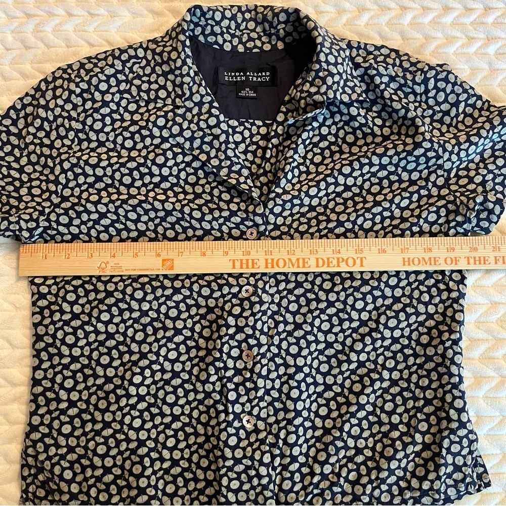 Linda Allard Ellen Tracy Vintage Women Patterned Shirt Blouse Silk Size 10 - Picture 9 of 10